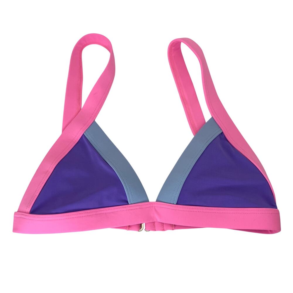 ONEONE Kameron Triangle Bikini Top Swim Pink Purple Blue XS Color Block
